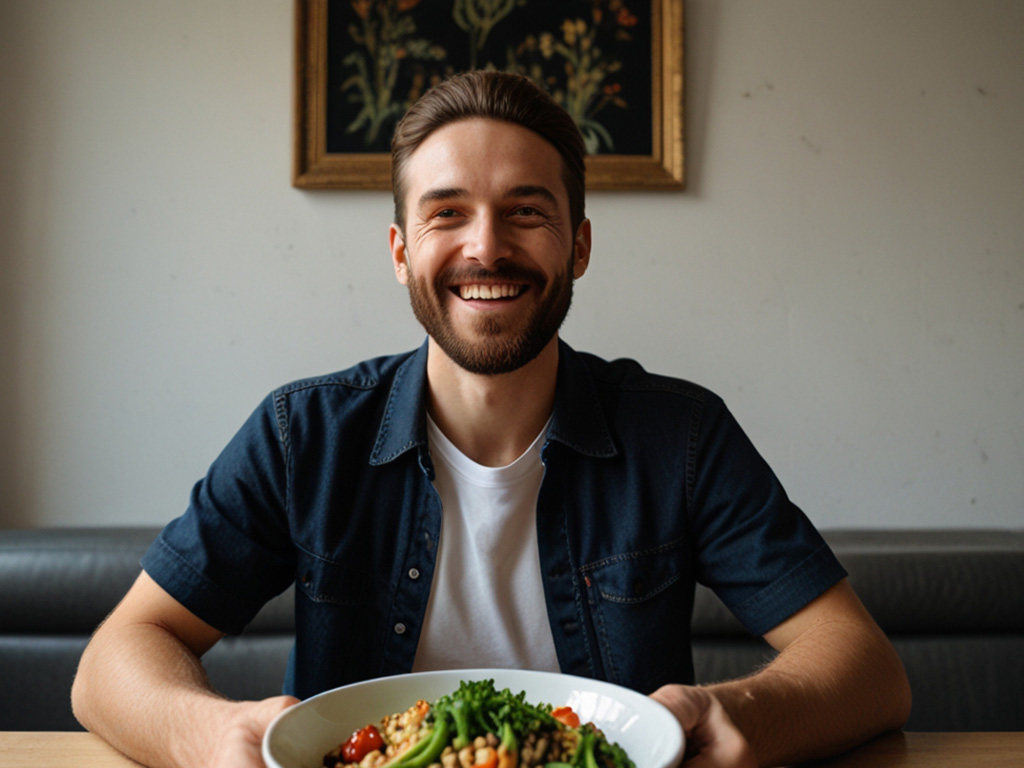 Person fuld af energi efter vegansk måltid